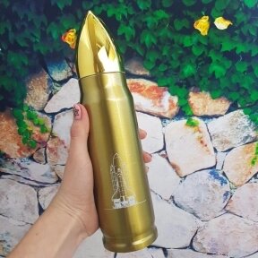 Термос в форме пули No Name Bullet Vacuum Flask, 500 мл Золотой корпус от компании bel-ok - магазин товаров для дома - фото 1