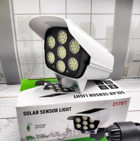 УЦЕНКА Светильник уличный на солнечной батарее Solar sensor light 2178T (камера муляж) датчик движения, 77 SMD, IP66 от компании bel-ok - магазин товаров для дома - фото 1