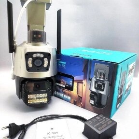 Уличная камера видео наблюдения Wi FI 4G/Dual lens 8х-ZOOM (датчик движения, режимы день/ночь, удаленное от компании ART-DECO МАРКЕТ - магазин товаров для дома - фото 1