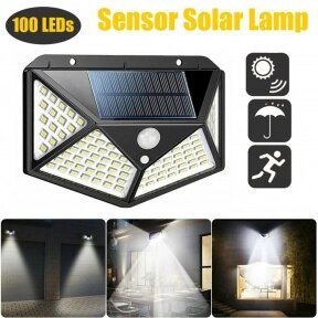 Уличный светильник с датчиком движения на солнечной батарее Solar Interaction Wall Lamp,  3 режима 100 LED B-100 от компании bel-ok - магазин товаров для дома - фото 1