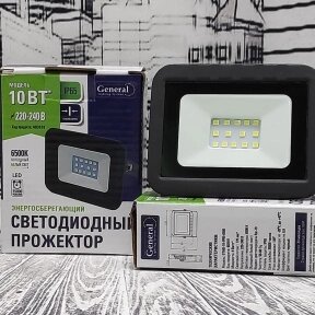 Уличный светодиодный энергосберегающий прожектор General GTAB-10-IP65/10W 6500K (пыле/влаго защита) от компании bel-ok - магазин товаров для дома - фото 1