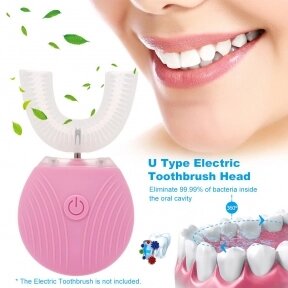 Ультразвуковая электрическая отбеливающая зубная щетка Toothbrush Cold Light Whitening Розовый от компании bel-ok - магазин товаров для дома - фото 1