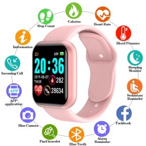 Умные часы Smart Bracelet Health Steward Розовый корпус розовый браслет от компании bel-ok - магазин товаров для дома - фото 1