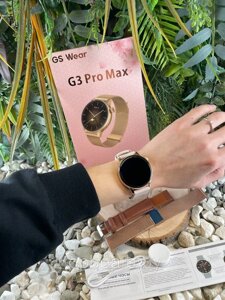 Умные часы Smart Watch G3 Prо Max , 1.32", 3 ремешка (металл , силикон, кожаный) цвет: золото