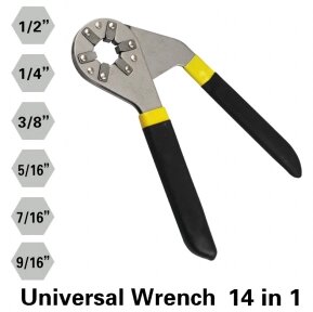 Универсальный гаечный ключ Universal Wrench 14в1 (3/4, 11/16, 5/8, 9/16, 1/2) от компании bel-ok - магазин товаров для дома - фото 1