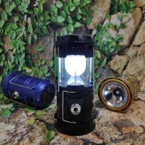 Универсальный складной кемпинговый фонарь 6 LED Solar Camping Lamp JH  5800T с солнечной панелью Черный от компании bel-ok - магазин товаров для дома - фото 1