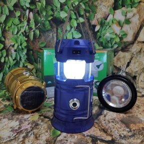 Универсальный складной кемпинговый фонарь 6 LED Solar Camping Lamp JH  5800T с солнечной панелью Синий от компании bel-ok - магазин товаров для дома - фото 1