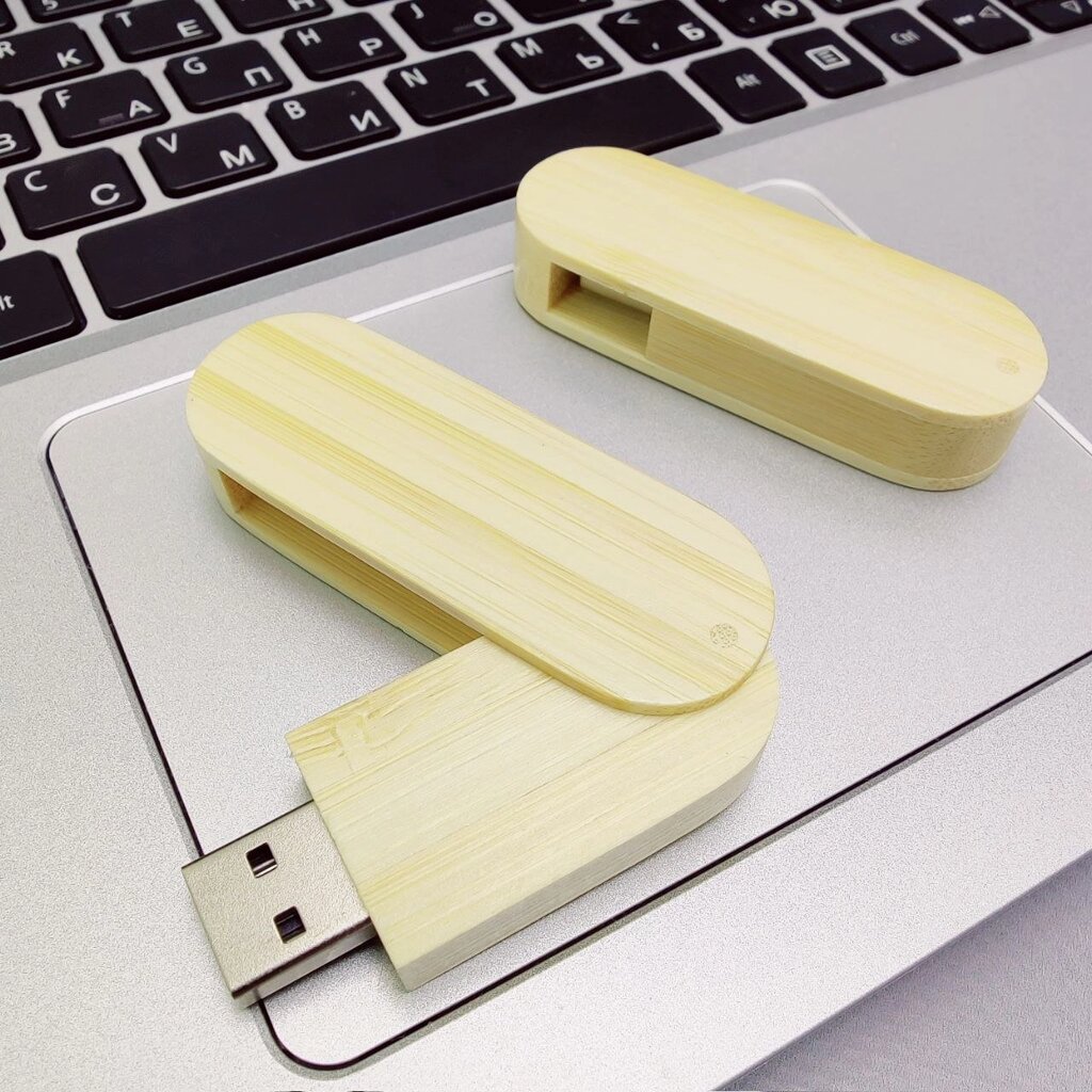 USB накопитель (флешка) Green светлое дерево / раскладной корпус, 16 Гб от компании bel-ok - магазин товаров для дома - фото 1