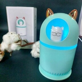 Увлажнитель (аромадиффузор) воздуха Кот H2O Humidifier H-808 с подсветкой 300 ml Голубой от компании bel-ok - магазин товаров для дома - фото 1