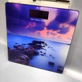 Весы электронные напольные стеклянные с LED дисплеем Personal glass scale 28.00 х 28.00 см,  до 180 кг Рассвет от компании ART-DECO МАРКЕТ - магазин товаров для дома - фото 1