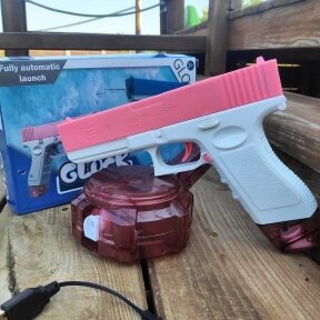 Водяной пистолет GLOCK WATER GUN (2 обоймы, USB аккумулятор) Розовый от компании bel-ok - магазин товаров для дома - фото 1