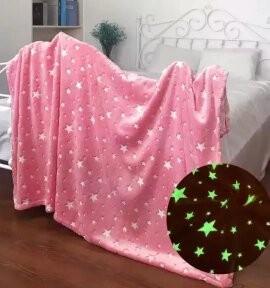 Волшебный плед-покрывало светящийся в темноте КОСМОС Magic Blanket (Звезда, Луна) Розовый от компании bel-ok - магазин товаров для дома - фото 1