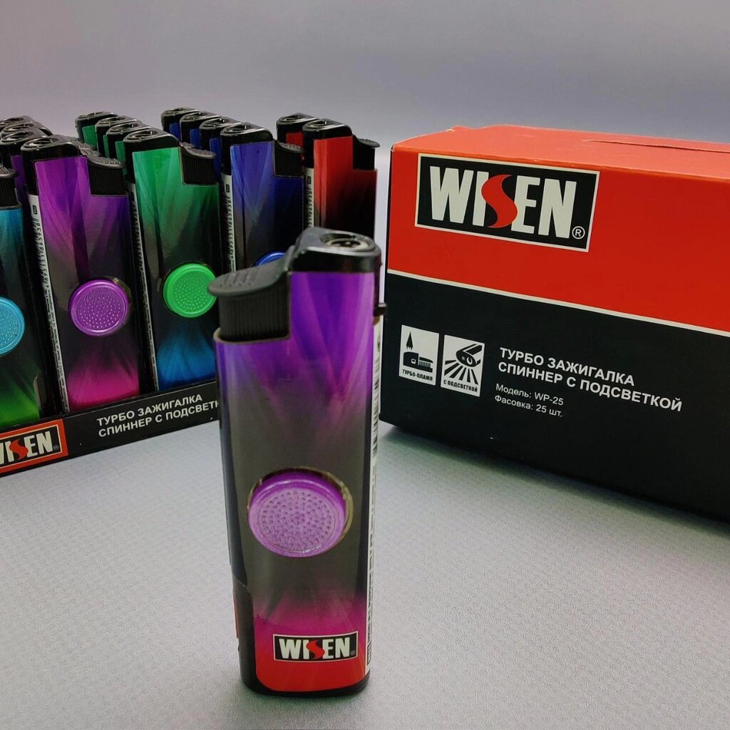 Зажигалка - антистресс спиннер газовая с подсветкой Wisen / SPINNER Turbo  Фиолетовая от компании ART-DECO МАРКЕТ - магазин товаров для дома - фото 1