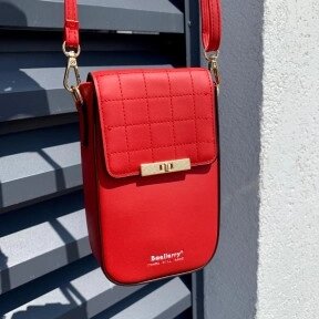 Женская сумка клатч BAELLERRY Show You 8612 для телефона с ремешком Красная от компании ART-DECO МАРКЕТ - магазин товаров для дома - фото 1