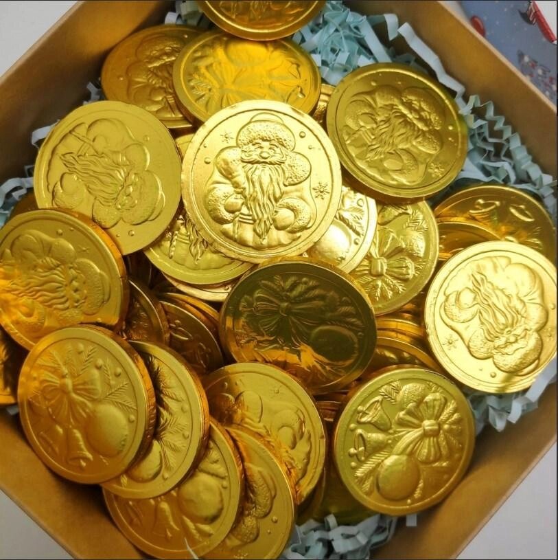 Золотые шоколадные монеты «Дед Мороз», набор 20 монеток (Россия) от компании ART-DECO МАРКЕТ - магазин товаров для дома - фото 1