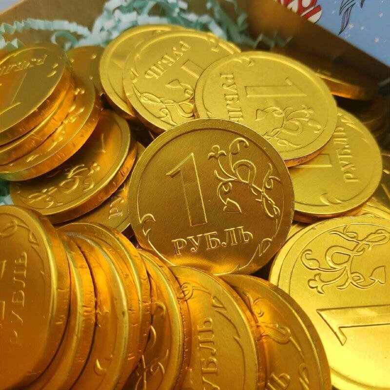 Золотые шоколадные монеты «Рубль», набор 20 монеток (Россия) от компании ART-DECO МАРКЕТ - магазин товаров для дома - фото 1