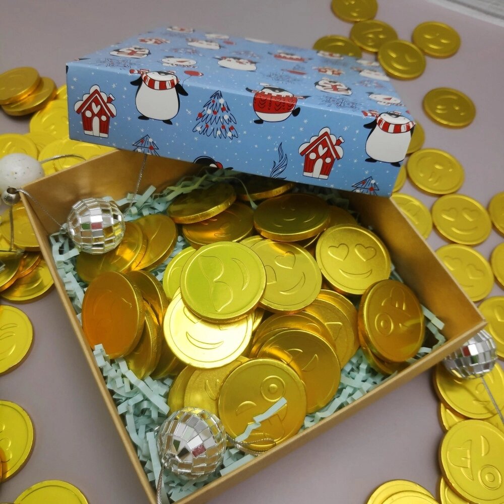 Золотые шоколадные монеты «Смайлик» MIX, набор 20 монеток от компании ART-DECO МАРКЕТ - магазин товаров для дома - фото 1