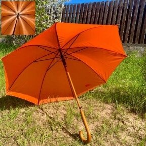Зонт-трость универсальный Arwood Полуавтоматический / деревянная ручка Оранжевый от компании ART-DECO МАРКЕТ - магазин товаров для дома - фото 1
