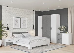 Спальня Нова с комодом и шкафом (белый/бетон)