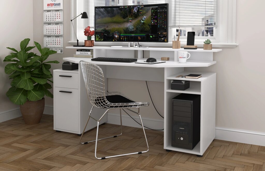 Компьютерный стол Skill-1 (СК-12) белый фабрика Интерлиния - 2 варианта цвета ##от компании## ИП Жерносек Д.Ю - ##фото## 1