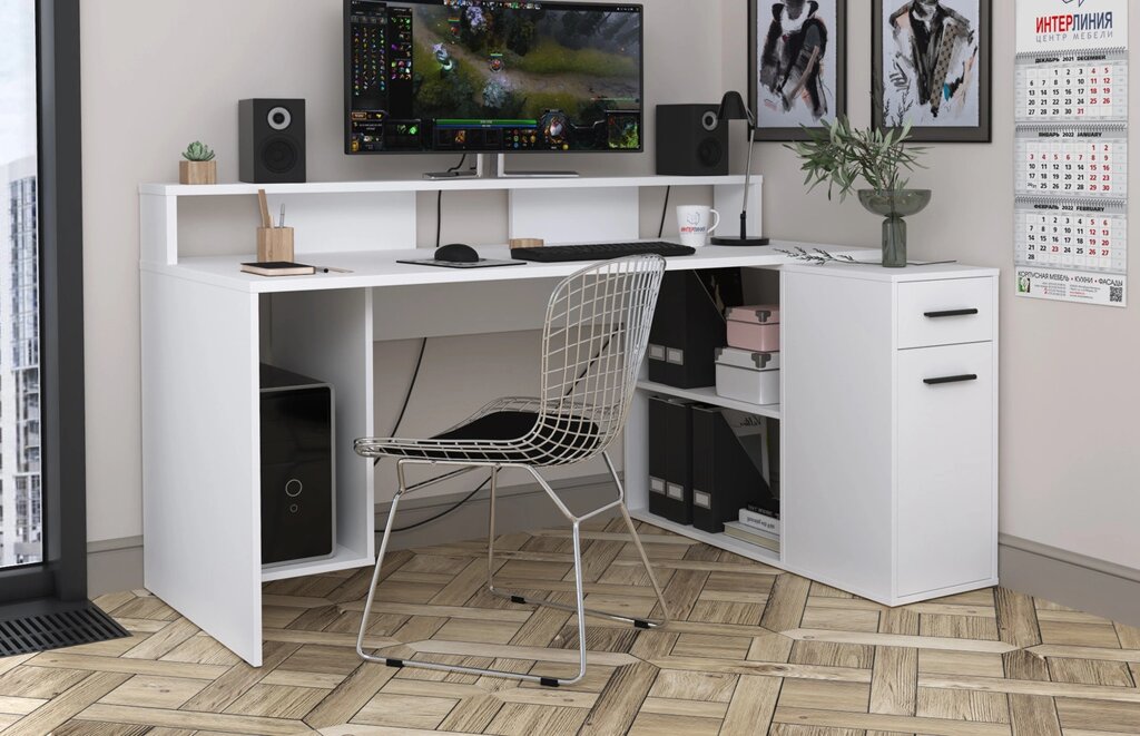Компьютерный стол Skill-2 (СК-13) белый фабрика Интерлиния - 2 варианта цвета ##от компании## ИП Жерносек Д.Ю - ##фото## 1
