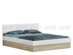 Кровать 1,4 м с подъемным мех. Фортуна (белый глянец и дуб сонома) фабрика Миф