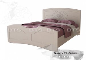 Кровать 1,6м Лилия (дуб атланта/лен белый) фабрика БТС