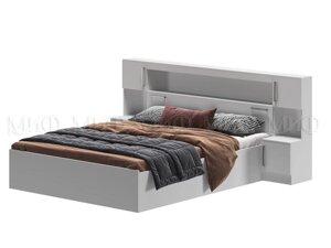 Кровать 1,6м с прикроватным блоком Бася белая фабрика Миф