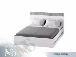 Кровать 160 КР-04 Инстайл с настилом (метрополиан грей /белый глянец) фабрика БТС