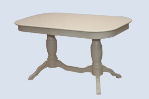 Стол обеденный раздвижной из массива дерева ольхи Арго (Cream White//Белый//Сатин//Серый) фабрика Мебель-Класс