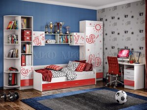 Модульная комната для подростка Вега Алфавит (красный или мята) модульная фабрика Миф