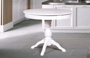 Стол круглый раздвижной из массива дерева ольхи Гелиос (Cream White//Белый//Сатин//Серый) фабрика Мебель-Класс