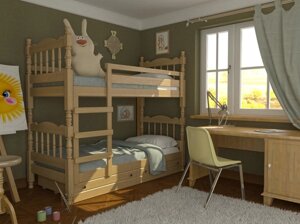 Двухъярусная кровать Соня массив сосны без ящиков (3 варианта цвета) фабрика Браво