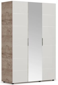 Шкаф Джулия 3 двери- 1 зеркало (Крафт серый/белый глянец) фабрика Империал