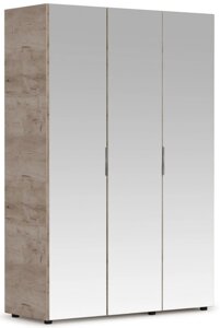 Шкаф Джулия 3 двери- 3 зеркала (Крафт серый/белый глянец) фабрика Империал