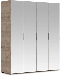 Шкаф Джулия 4 двери - 4 зеркала (Крафт серый/белый глянец) фабрика Империал