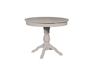 Стол круглый раздвижной из массива дерева ольхи Гелиос сатин (Cream White/Белый/Сатин/Серый) Мебель-Класс