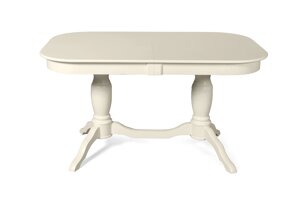 Стол обеденный раздвижной из массива дерева ольхи Арго Cream W (Cream WhiteБелыйСатинСерый) Мебель-Класс