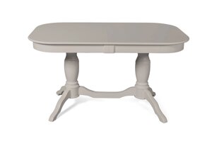 Стол обеденный раздвижной из массива дерева ольхи Арго сатин (Cream WhiteБелыйСатинСерый) Мебель-Класс