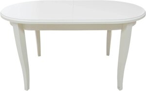 Стол обеденный раздвижной из массива ольхи Кронос белый (Cream White/БелыйСатинСерый) фабрика Мебель-Класс
