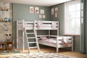 Угловая кровать Соня с наклонной лестницей - вариант 8 (2 варианта цвета) фабрика МебельГрад