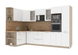 Угловая кухня Мила стандарт 1,68х3,2 ВТ белая - много цветов и комбинаций- фабрика Интерлиния