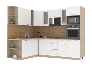 Угловая кухня Мила стандарт 1,88х2,6 ВТ белая - много цветов и комбинаций- фабрика Интерлиния