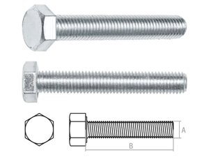 Болт М10х100 мм шестигр., цинк, кл. пр. 8.8, DIN 933 (2 шт в зип-локе) STARFIX