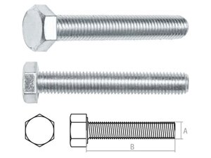 Болт М16х80 мм шестигр., цинк, кл. пр. 8.8, DIN 933 (20 кг) STARFIX