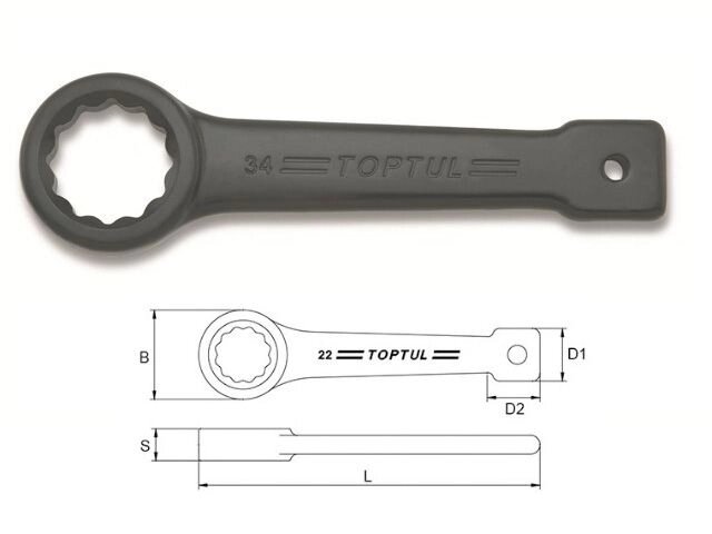 Ключ ударно-силовой накидной упорный 22мм TOPTUL от компании ИнструментМастер - Магазин строительной и садовой техники - фото 1