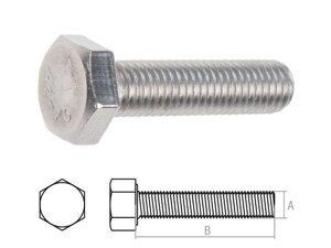 Болт М10х30 шестигр., нерж. сталь (А2), DIN 933 (100 шт в карт. уп.) (STARFIX)