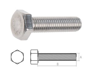 Болт М10х80 шестигр., нерж. сталь (А2), DIN 933 (50 шт в уп.) (STARFIX)