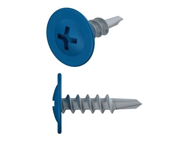 Саморез 4.2х16 мм с прессшайбой, цинк, со сверлом, RAL 5005 (50 шт в зип-локе) STARFIX ( цвет сигнальный синий) от компании ИнструментМастер - Магазин строительной и садовой техники - фото 1