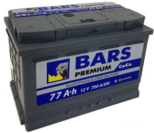 Автомобильный аккумулятор BARS Premium 77 R+77 А·ч)